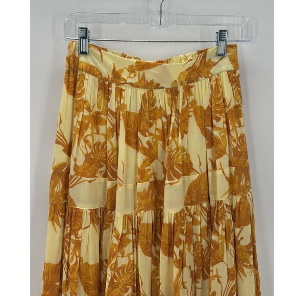 J. Crew palm tropical maxi skirt tiered partial elastic waistband size XXS - Picture 3 of 7